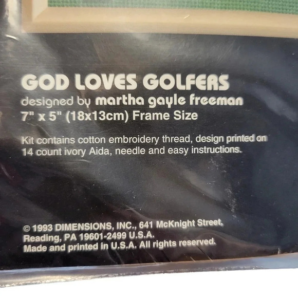 Vintage 1993 Dimensions No Count Cross-stitch Kit, "God Loves Golfers" - Picture 3 of 5